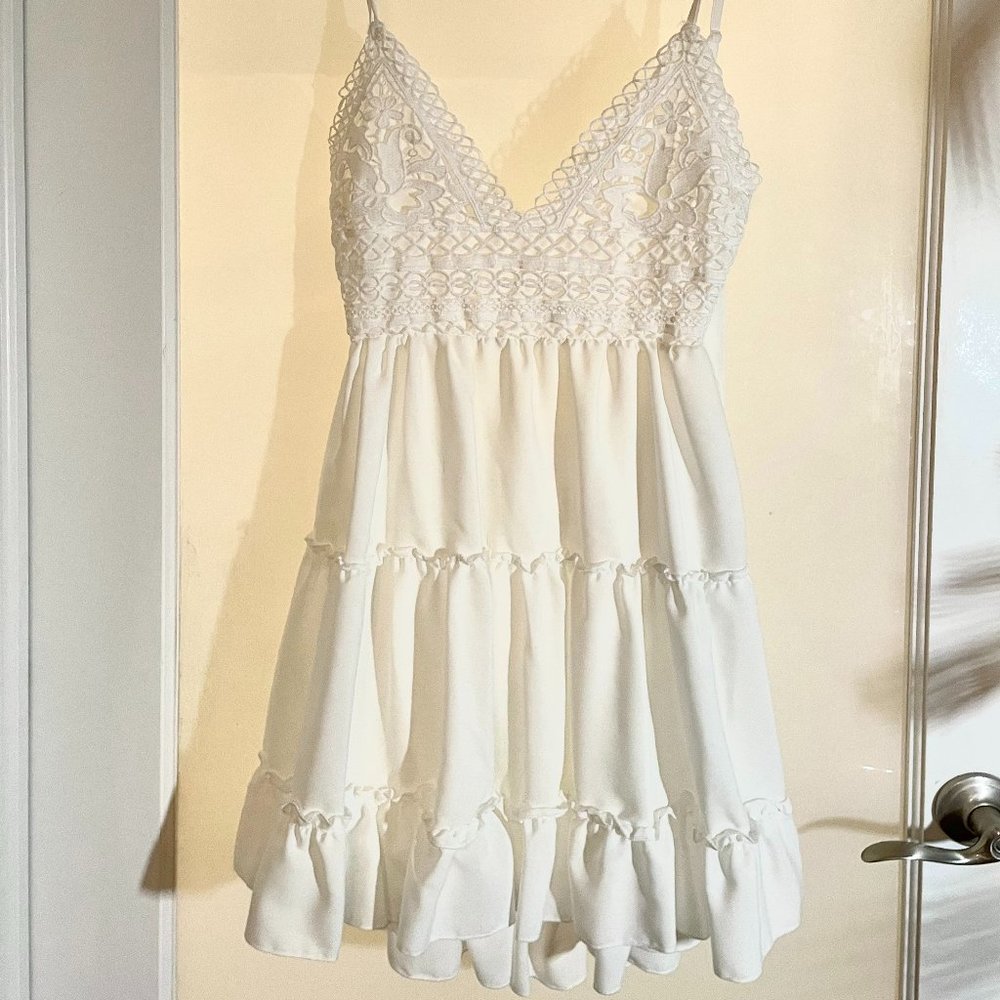 Flowy, Tiered, Backless, Mini Sundress